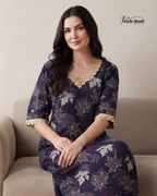 Onam Floral Cotton Lace Nighty – Grace Collection