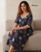 Onam Floral Cotton Lace Nighty – Grace Collection