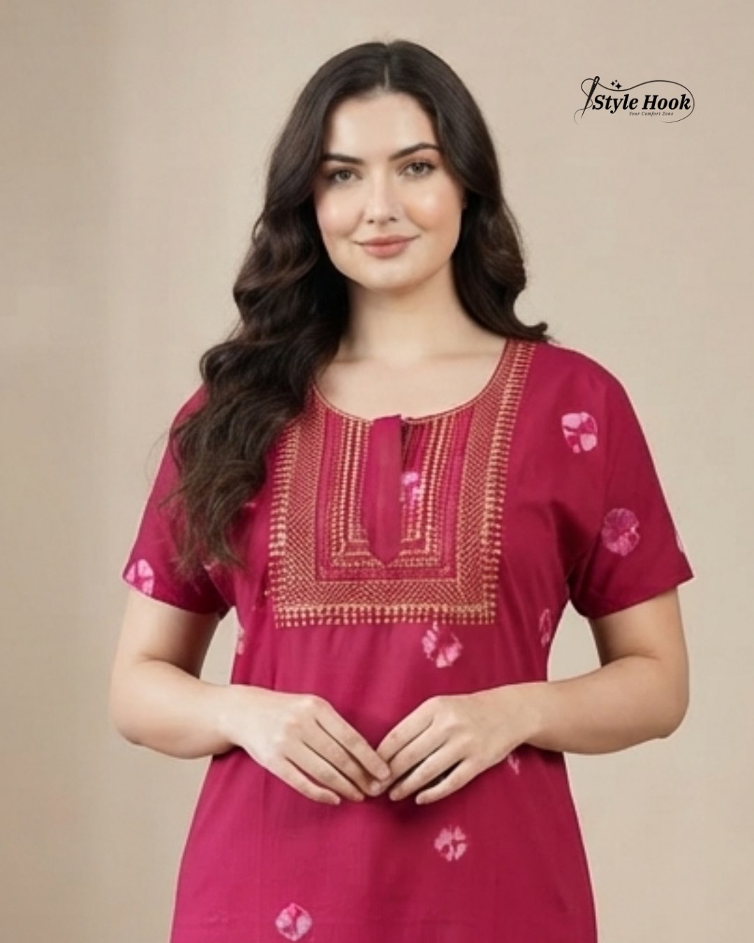 Traditional Chunkdi Print Cotton Nighty