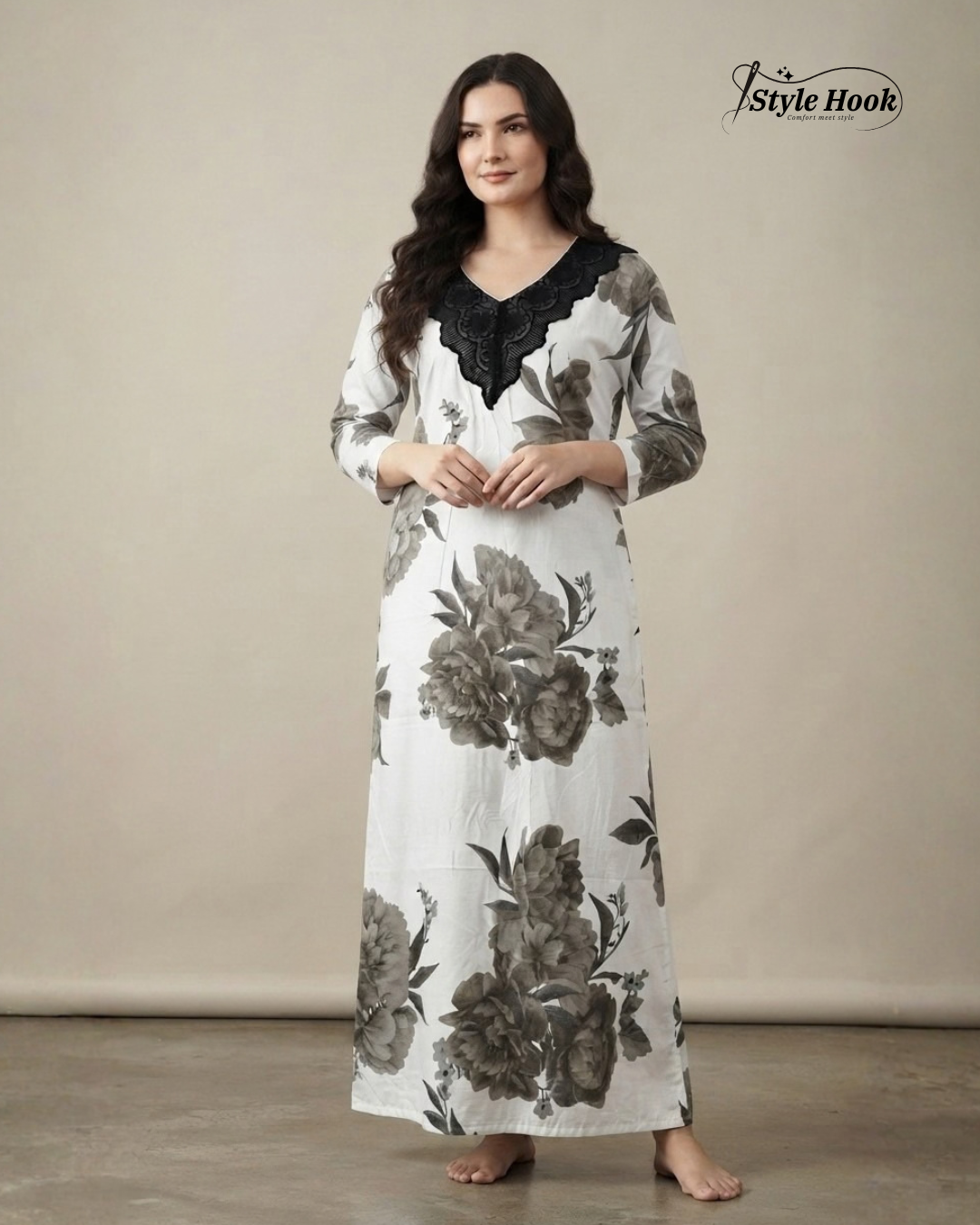 Fancy Premium Rayon Nighty – Elegant Nightwear for Women