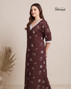 Lace Sleeve Cotton Nighty for Women