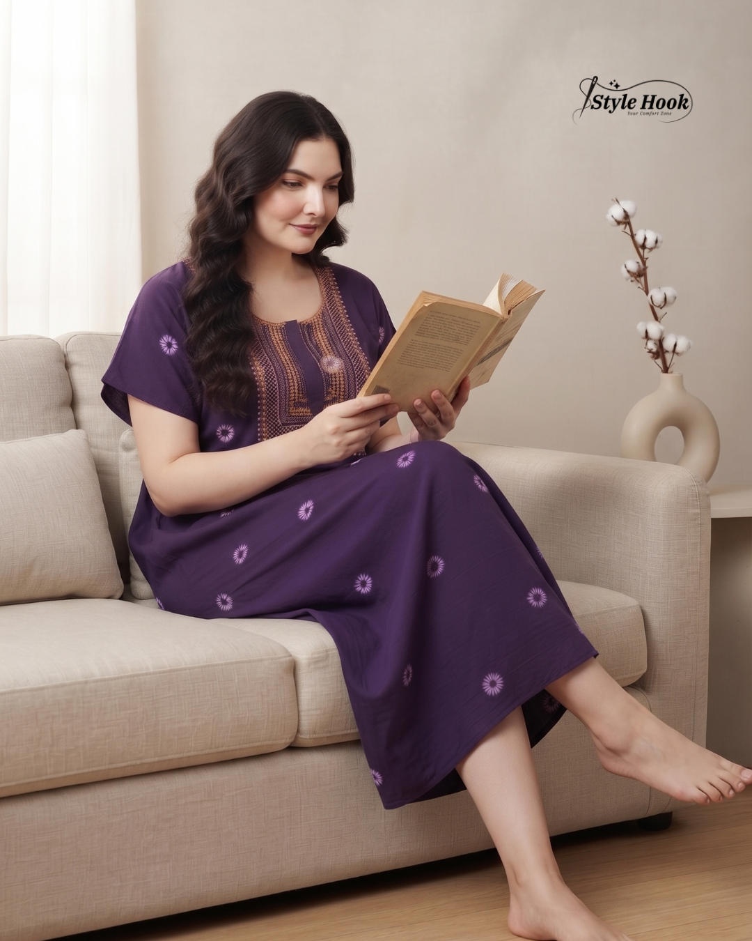 Stylish Bandhani Print Cotton Nighty