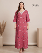 Traditional Cotton Lace Nighty for Onam
