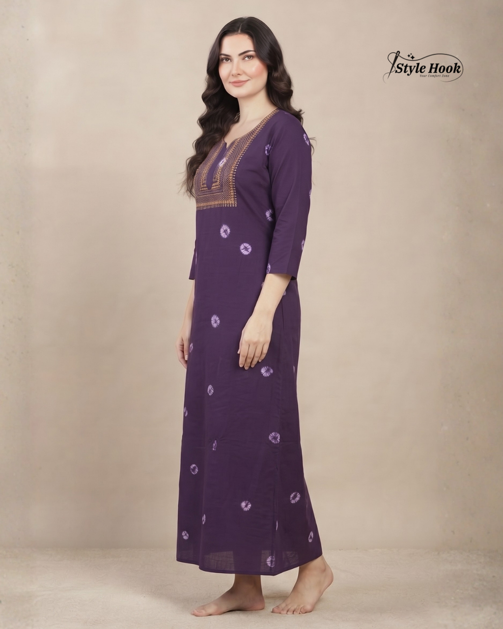 Stylish Bandhani Print Cotton Nighty