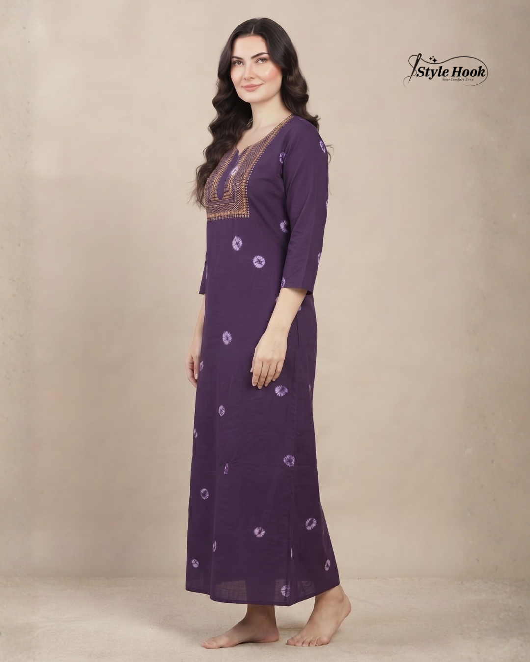 Stylish Bandhani Print Cotton Nighty