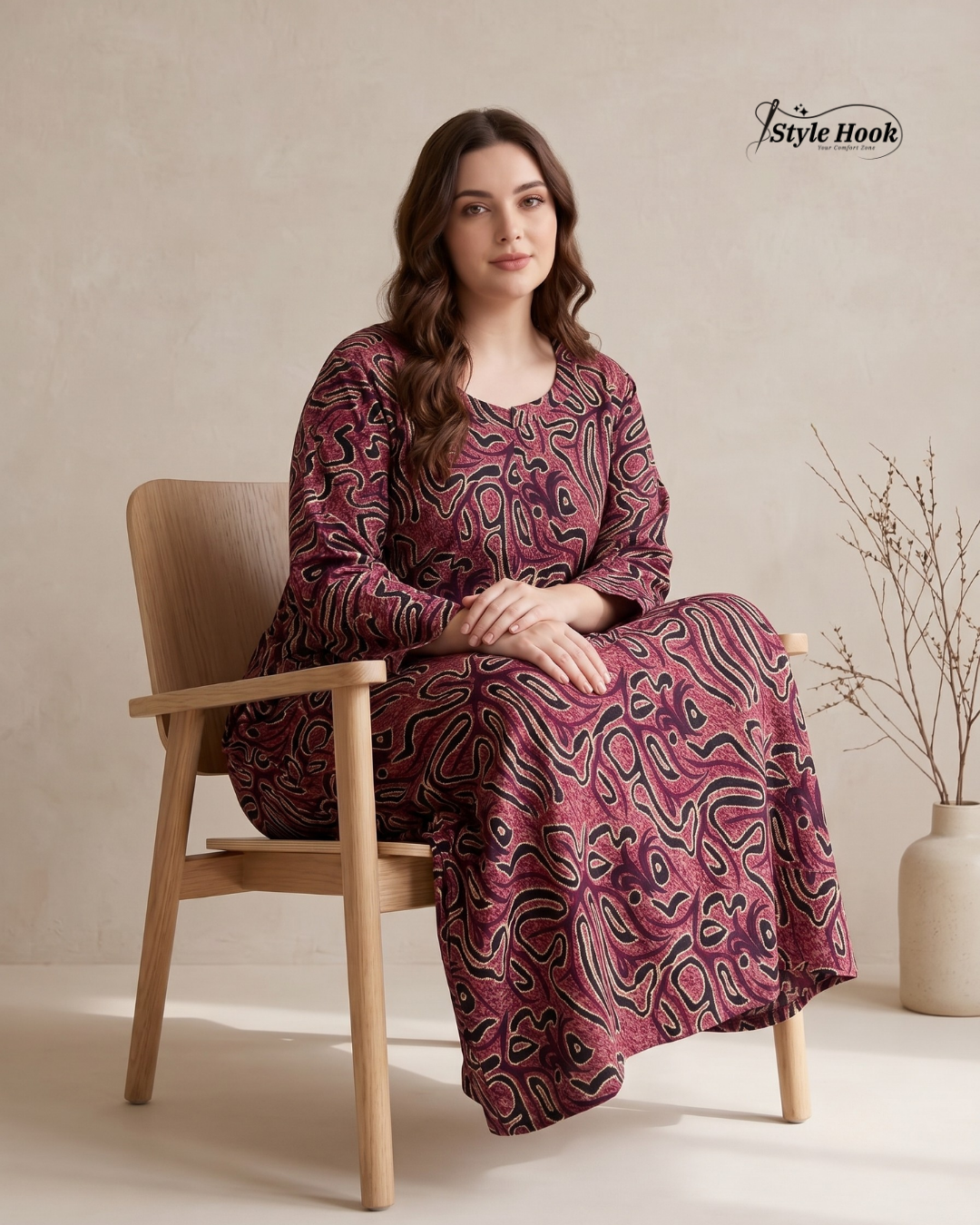 Women's Cotton Feeding Nighty with Stylish Neck Pattern