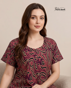 Women's Cotton Feeding Nighty with Stylish Neck Pattern