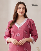Traditional Cotton Lace Nighty for Onam