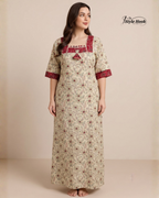 Premium Onam Wear Cotton Nighty with Beautiful Kerala Neck Design