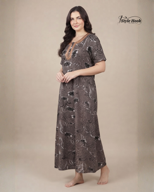 Daily Wear Cotton Nighty with Relaxed Fit
