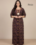Tribal Circular Print with Embroidery cotton nighty for women in 5 Different Colors