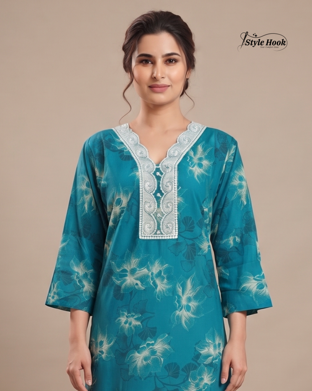 Designer Rayon Lace Nighty – Premium Collection