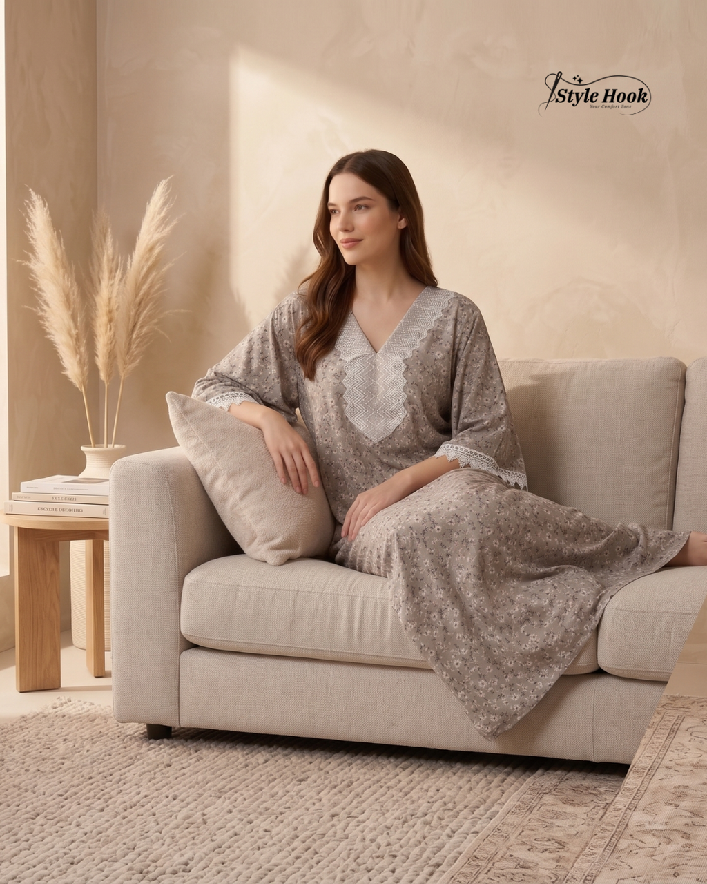 Style Hook Farasha sleev Premium Soft Touch Nighty