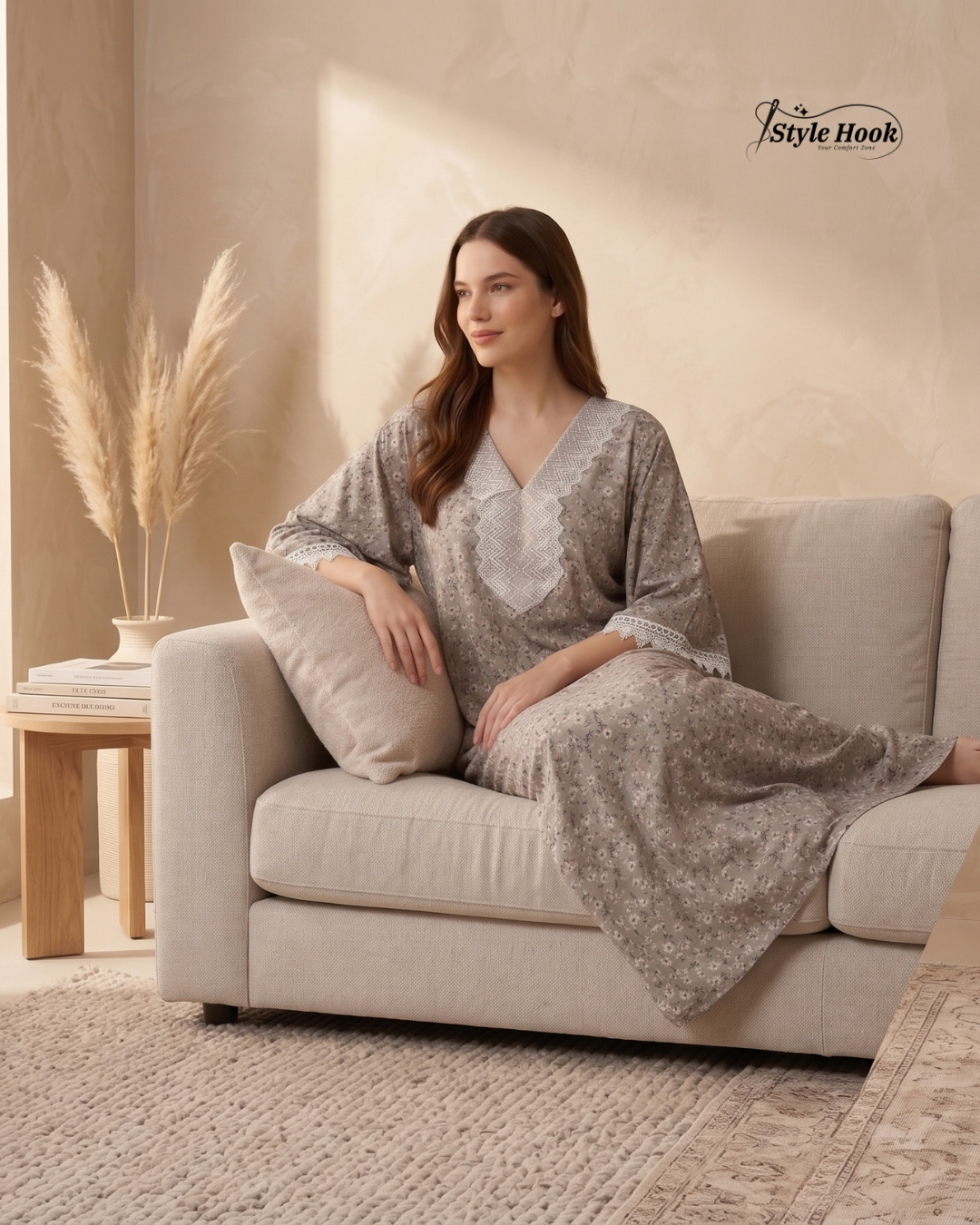 Style Hook Farasha sleev Premium Soft Touch Nighty