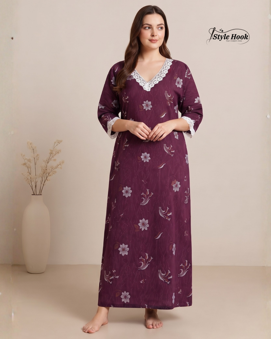 Premium Kerala Cotton Lace Nighty – Onam Collection