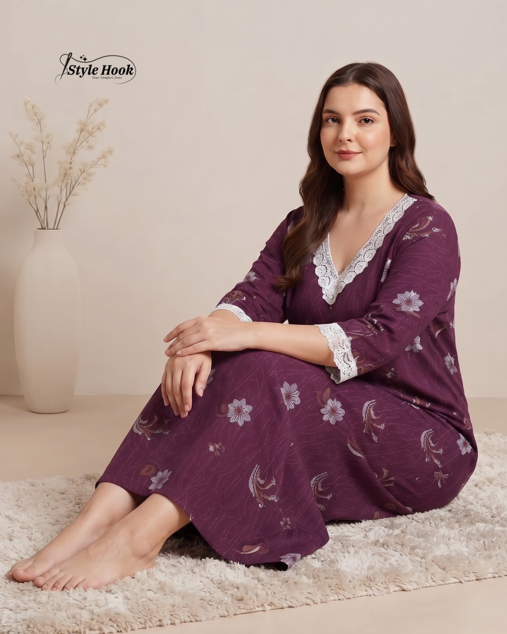 Premium Kerala Cotton Lace Nighty – Onam Collection