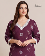 Premium Kerala Cotton Lace Nighty – Onam Collection