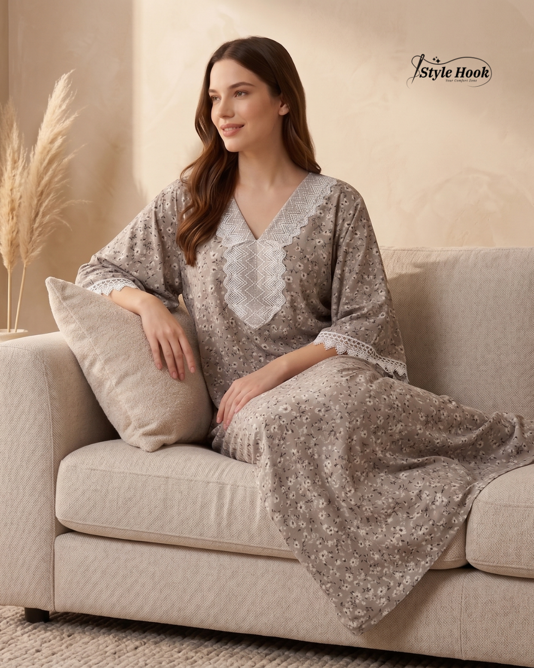 Style Hook Farasha sleev Premium Soft Touch Nighty