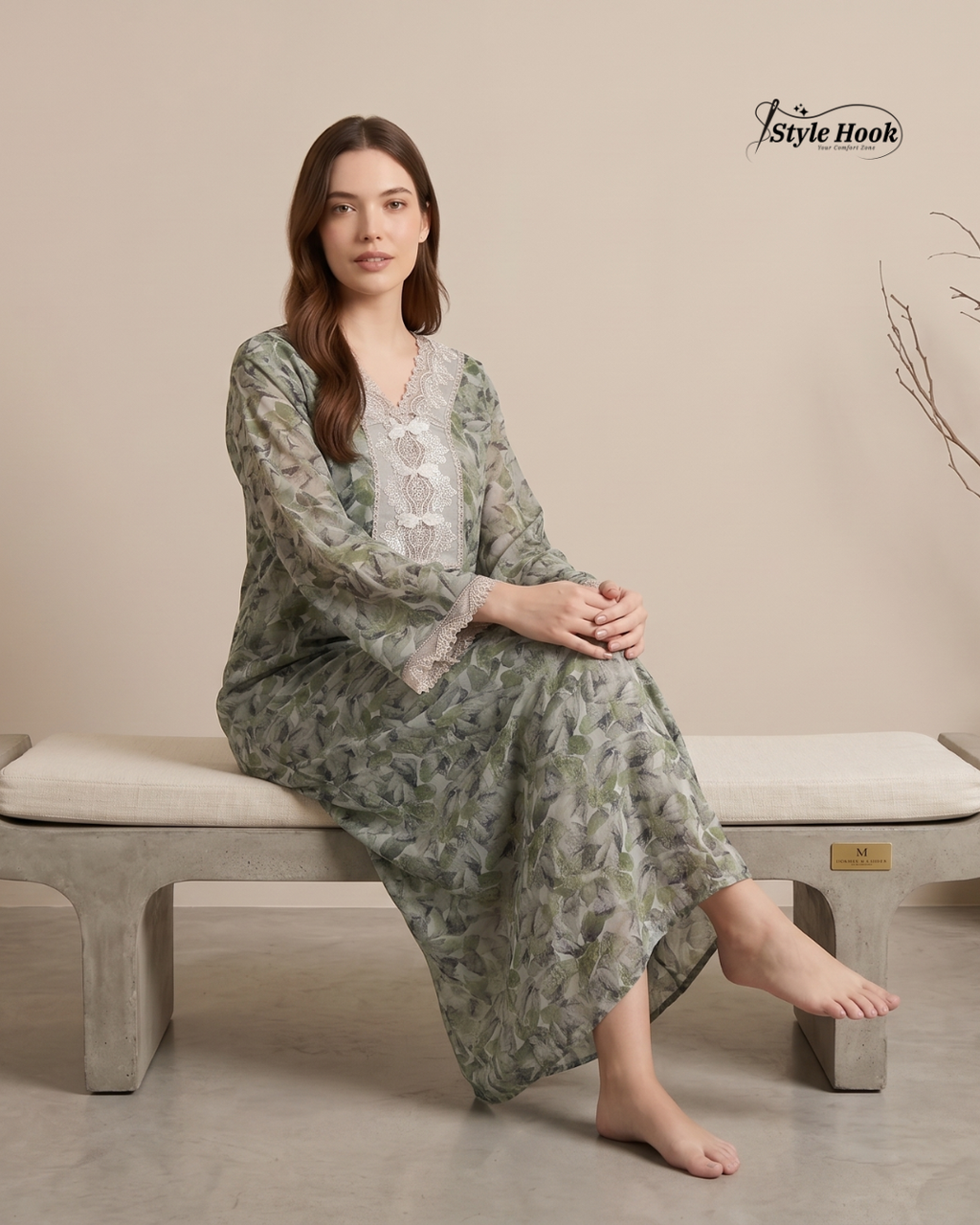 Style Hook Fancy Printed Dubai Nighty for Women