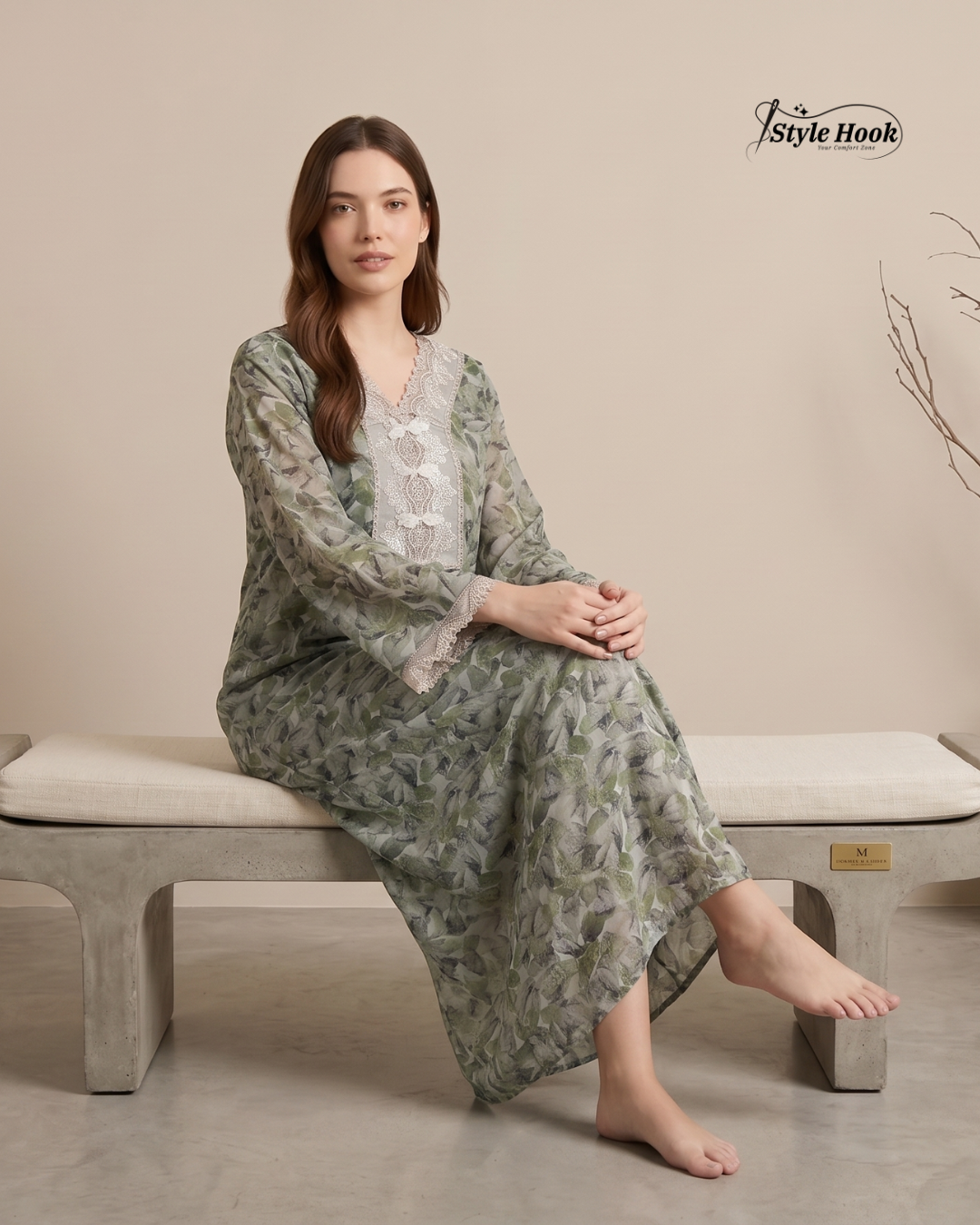 Style Hook Fancy Printed Dubai Nighty for Women