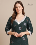 Onam Special Soft Cotton Lace Nighty for Women