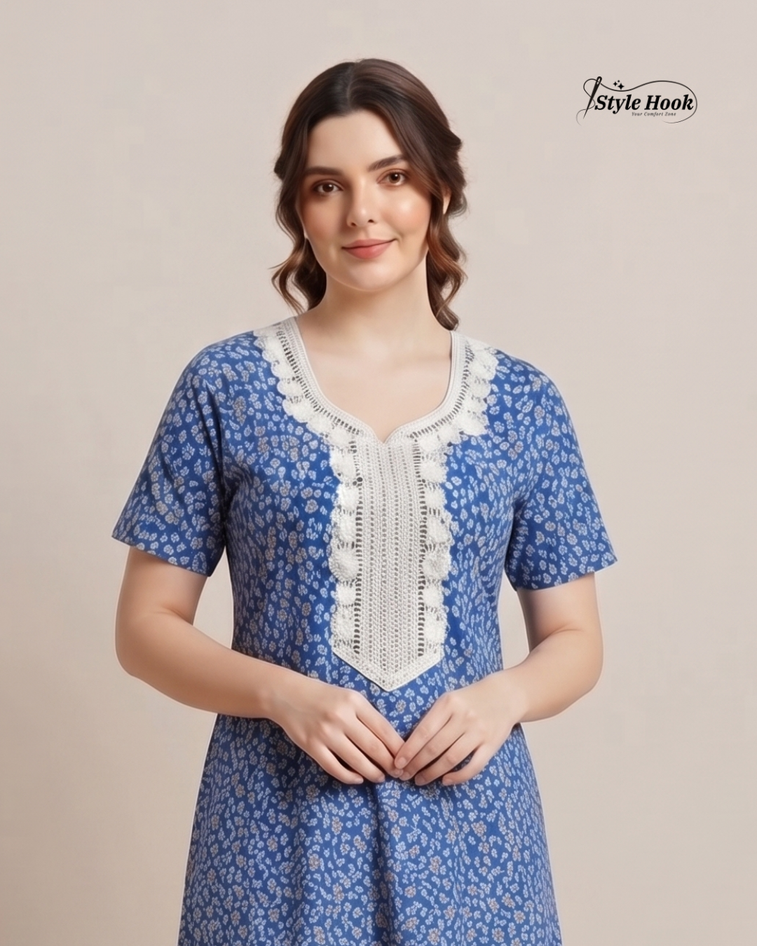Pakistani Embroidered Nighty for Ladies