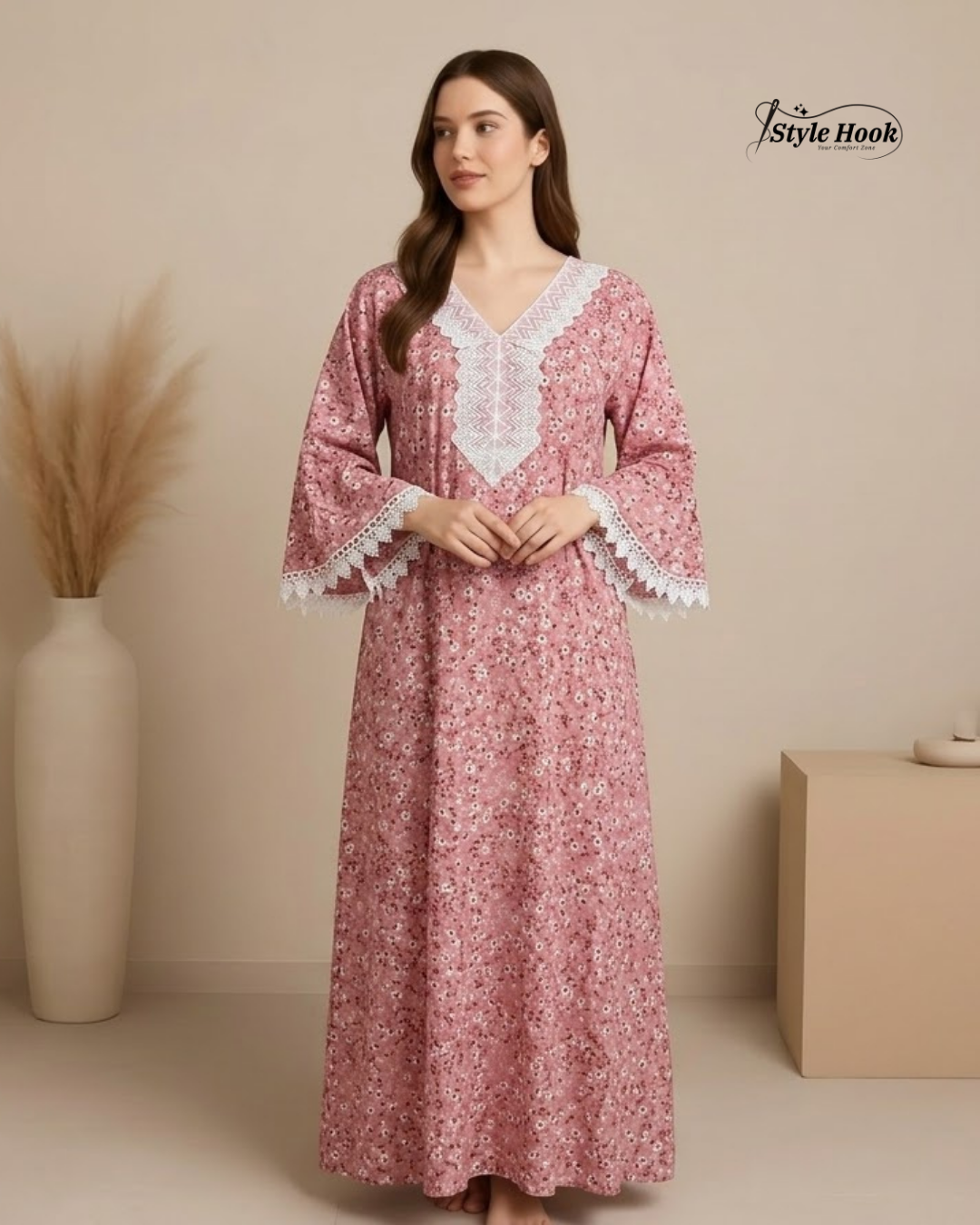 Style Hook Luxury Farasha sleev Soft Fabric Nighty