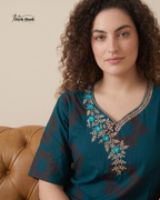 Style Hook Cotton Maxi Nighty – Comfortable Embroidery Neck Home Wear