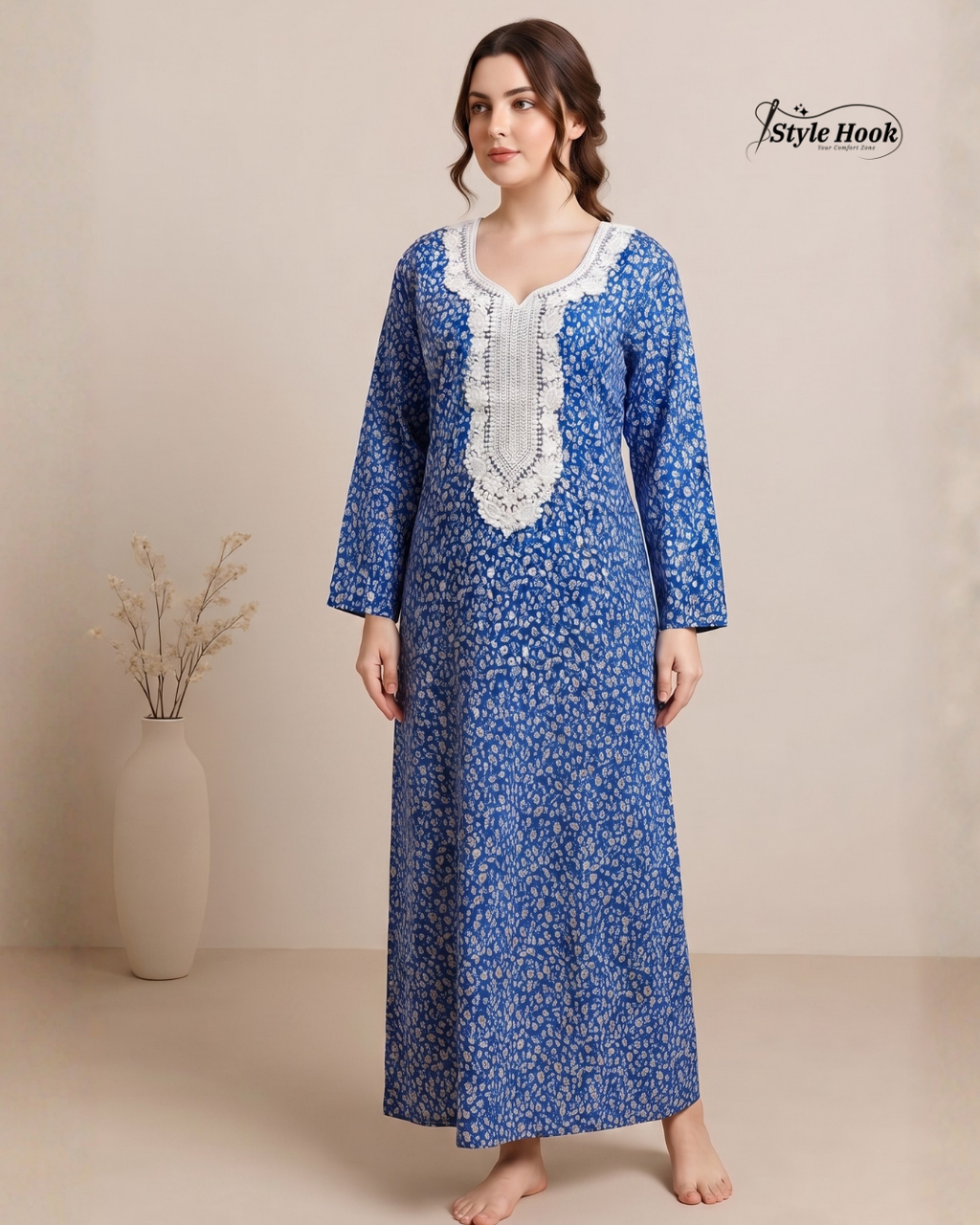 Pakistani Embroidered Nighty for Ladies