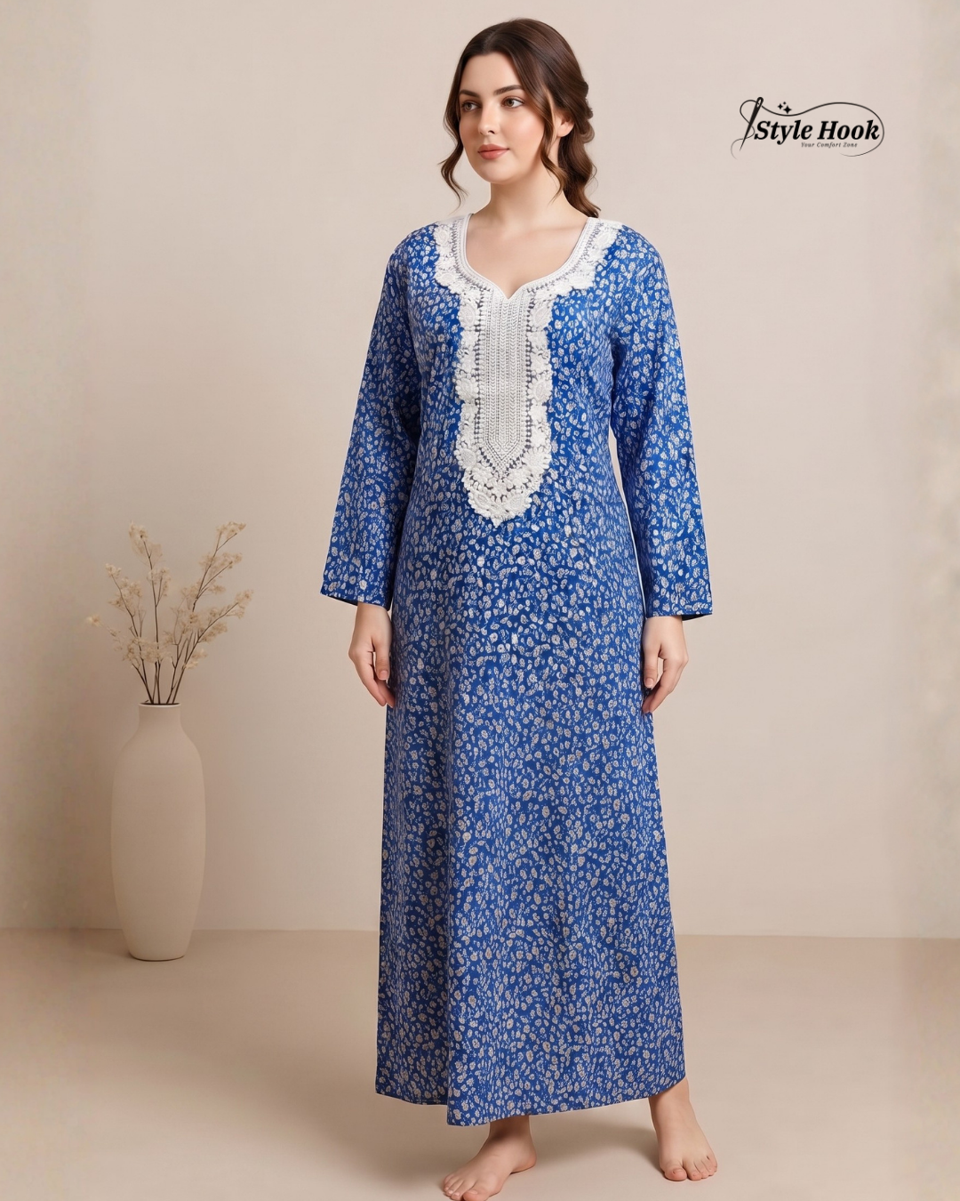 Pakistani Embroidered Nighty for Ladies