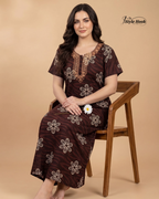 Feeding Friendly Cotton Embroidery Nighty with Zip