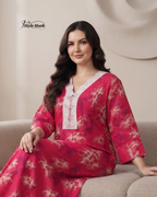 Soft Rayon Pintrest Design Lace Maxi Nighty for Women
