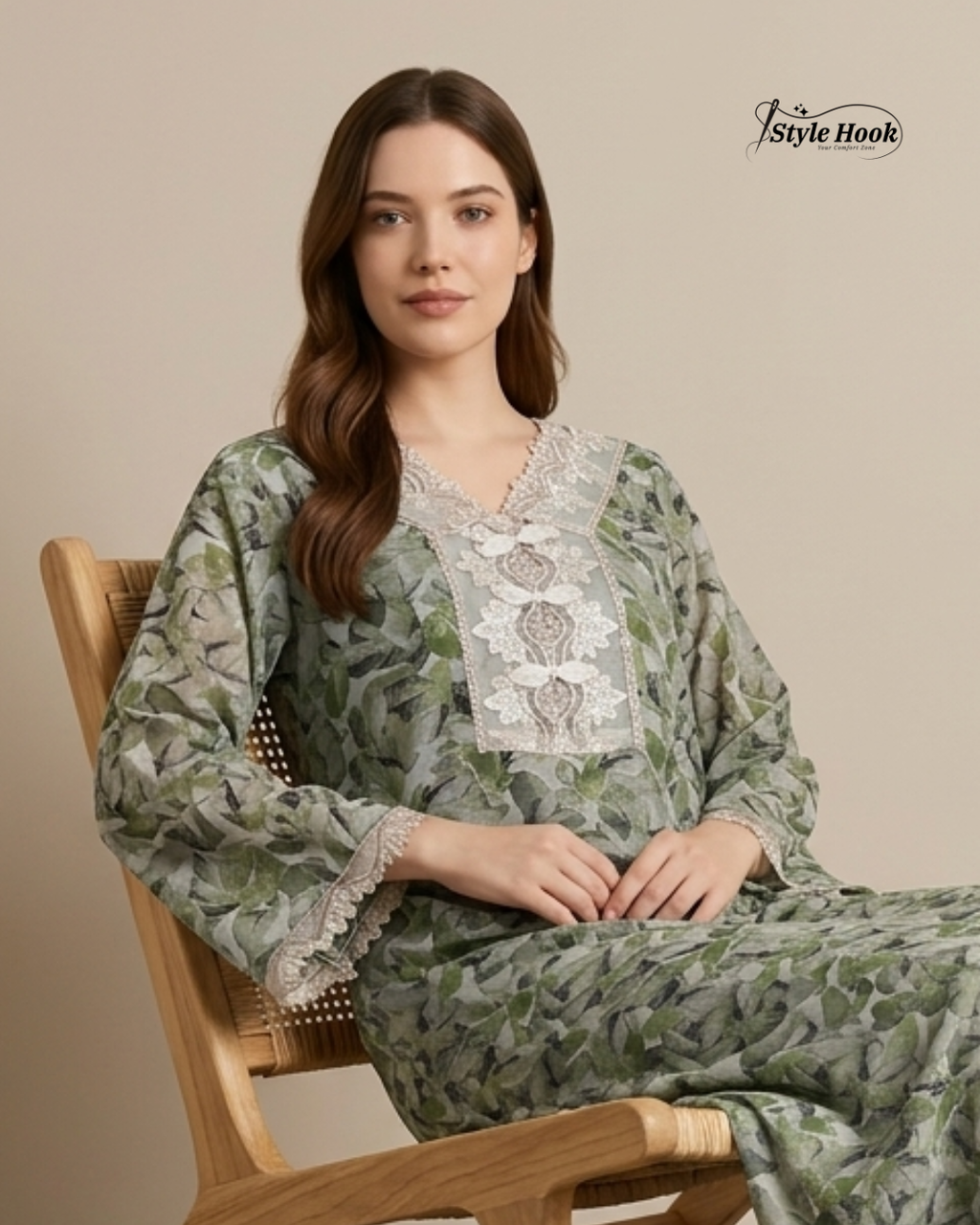 Style Hook Fancy Printed Dubai Nighty for Women