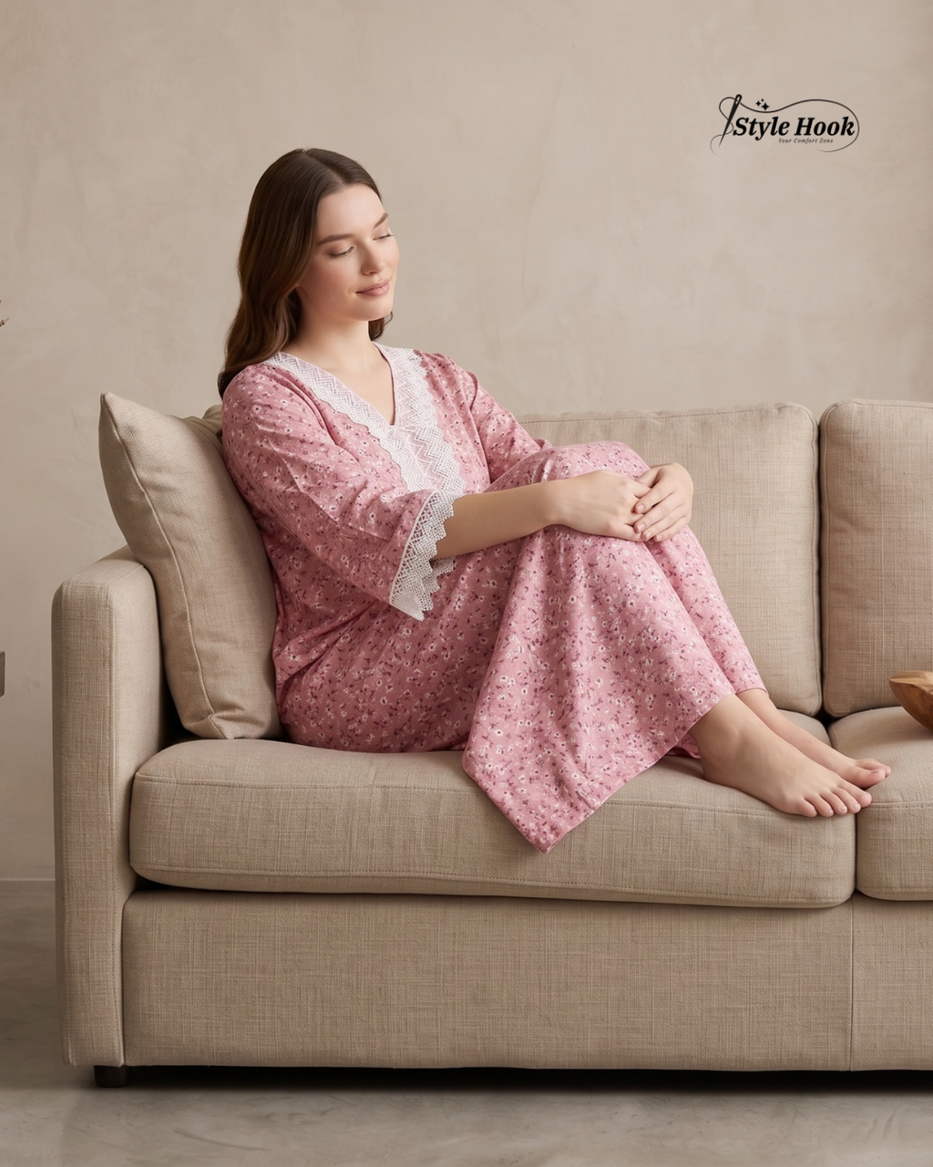 Style Hook Luxury Farasha sleev Soft Fabric Nighty