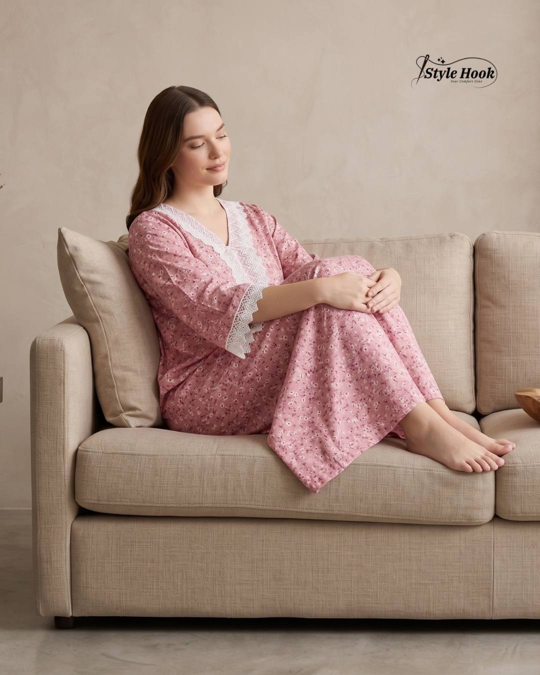 Style Hook Luxury Farasha sleev Soft Fabric Nighty