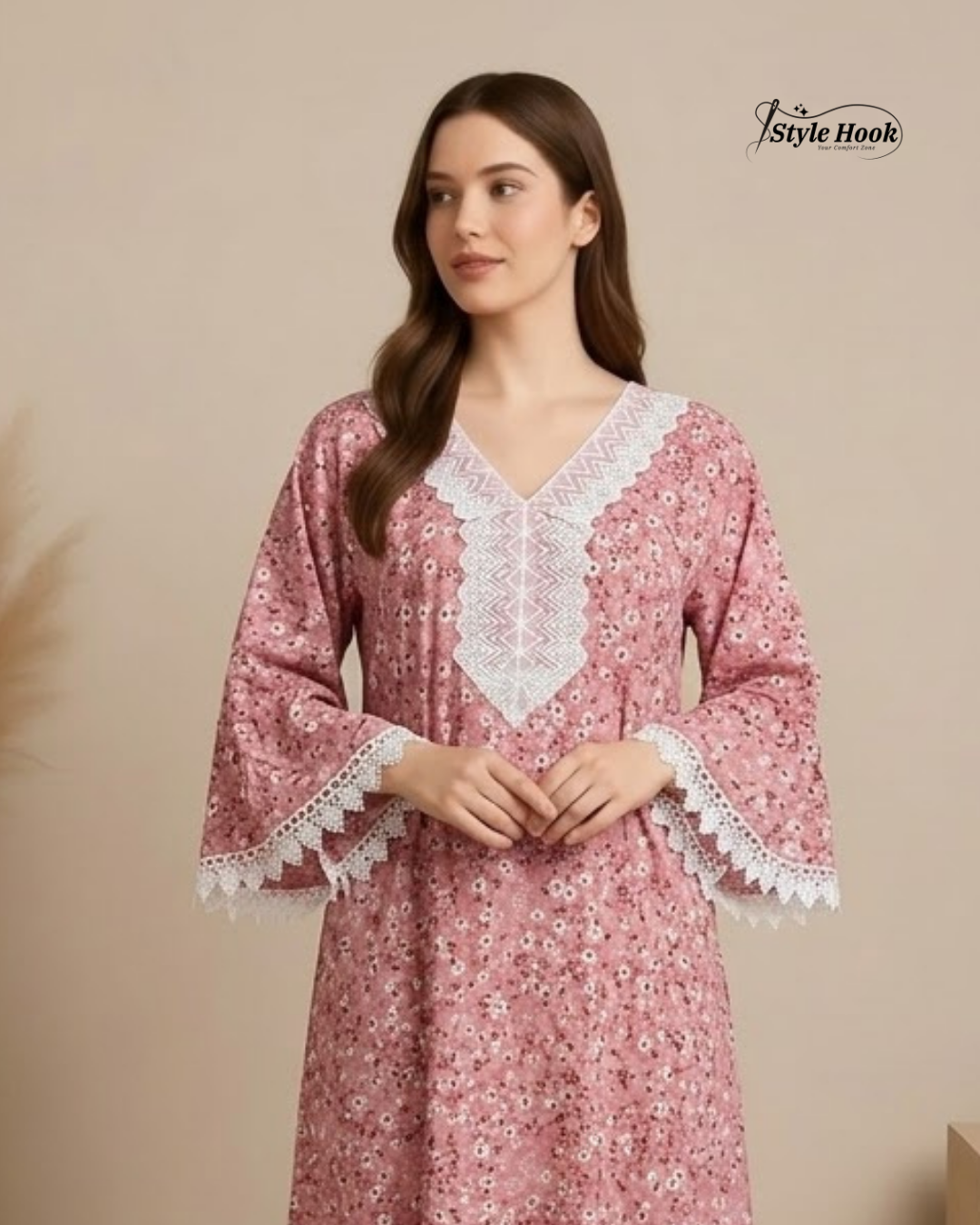 Style Hook Luxury Farasha sleev Soft Fabric Nighty