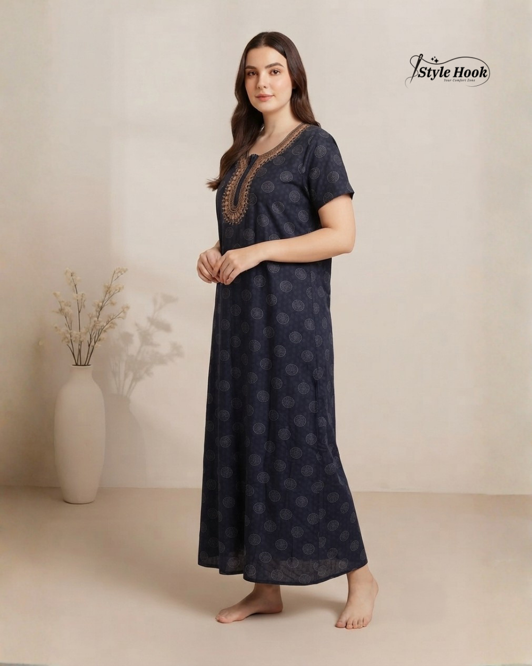 Premium Printed Cotton Maxi Nighty