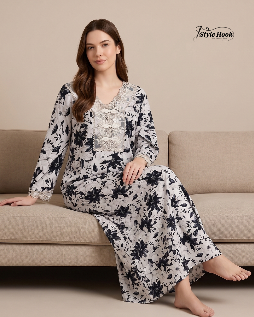 Style Hook Luxury Dubai Nighty for Women – Premium Comfort Wear