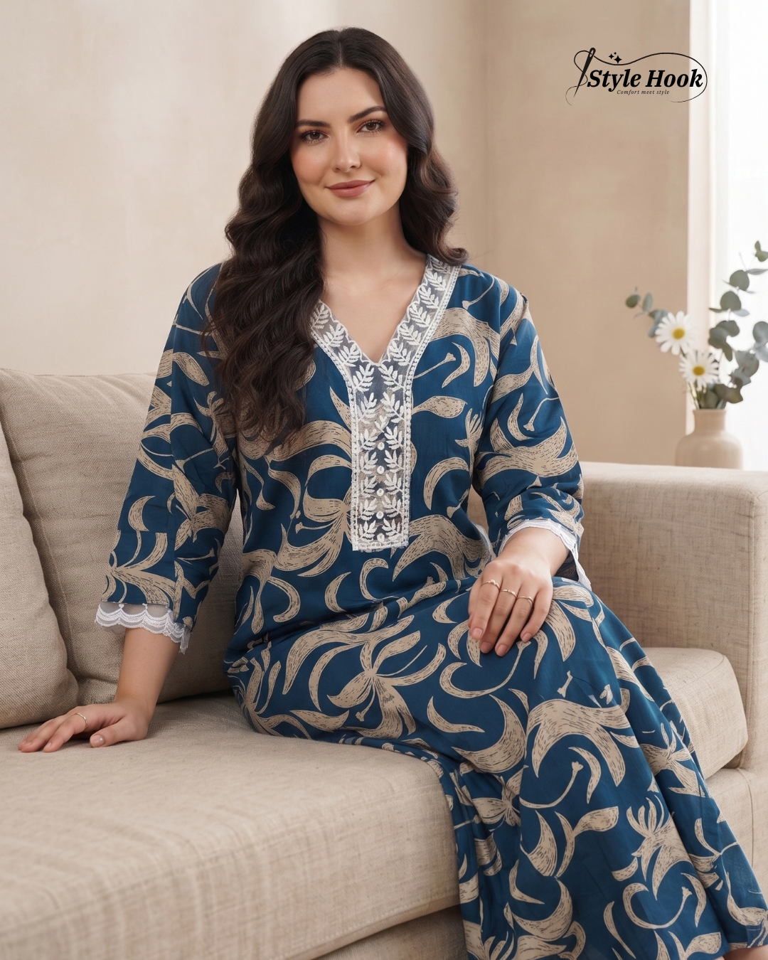 Premium Rayon Nighty for Women – Elegant Design for Special Occasions