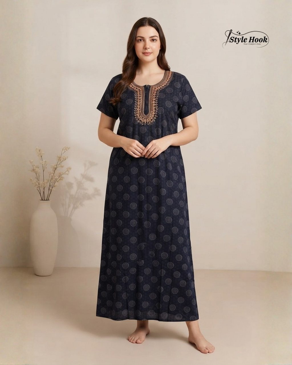 Premium Printed Cotton Maxi Nighty