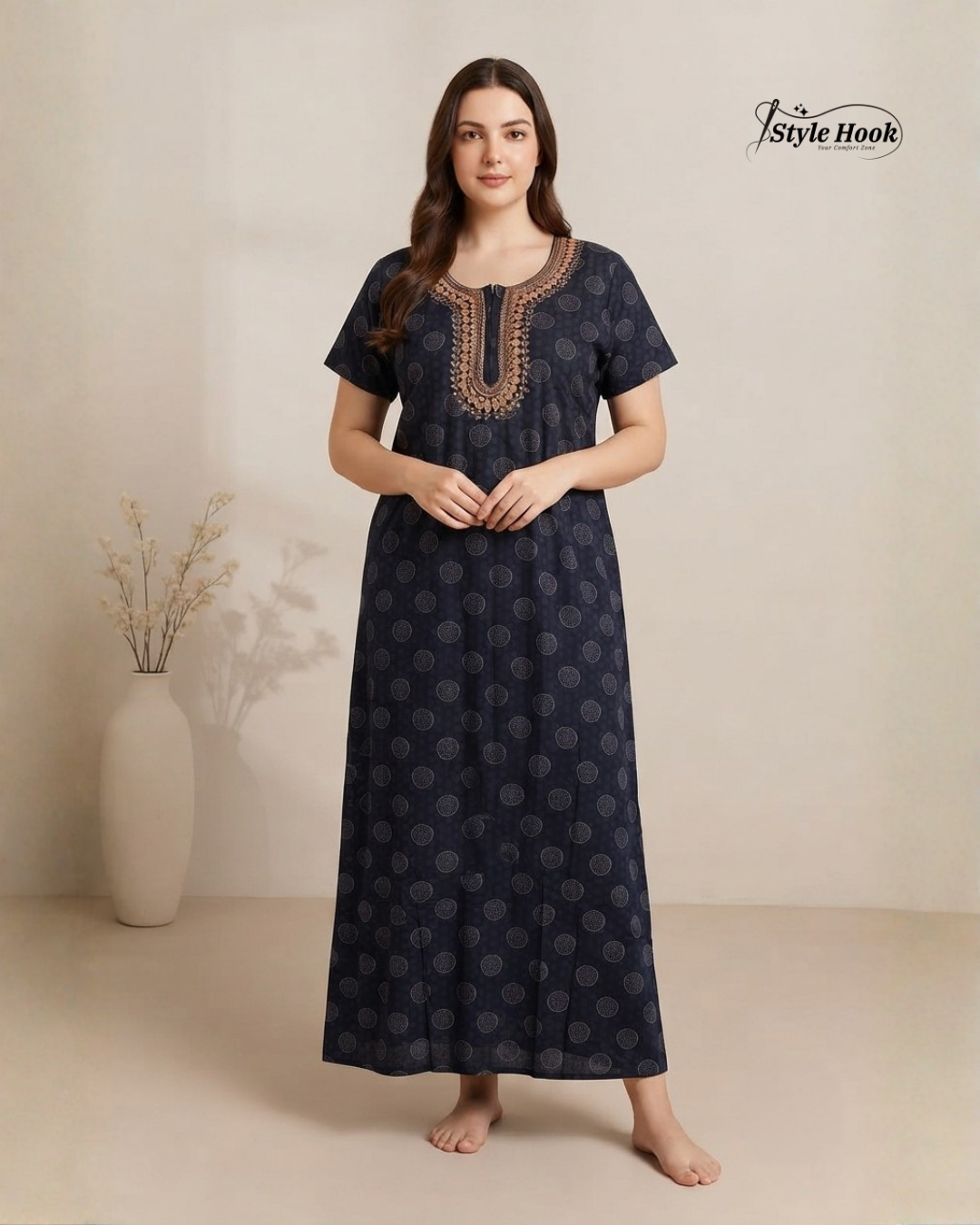 Premium Printed Cotton Maxi Nighty