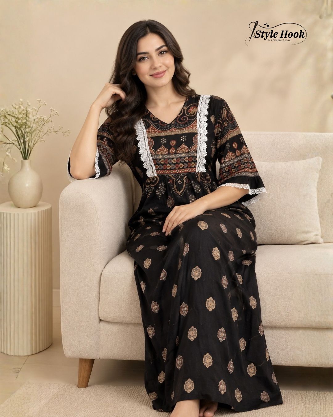 Printed Frock Nighty for Women – Comfortable Everyday Nightwear