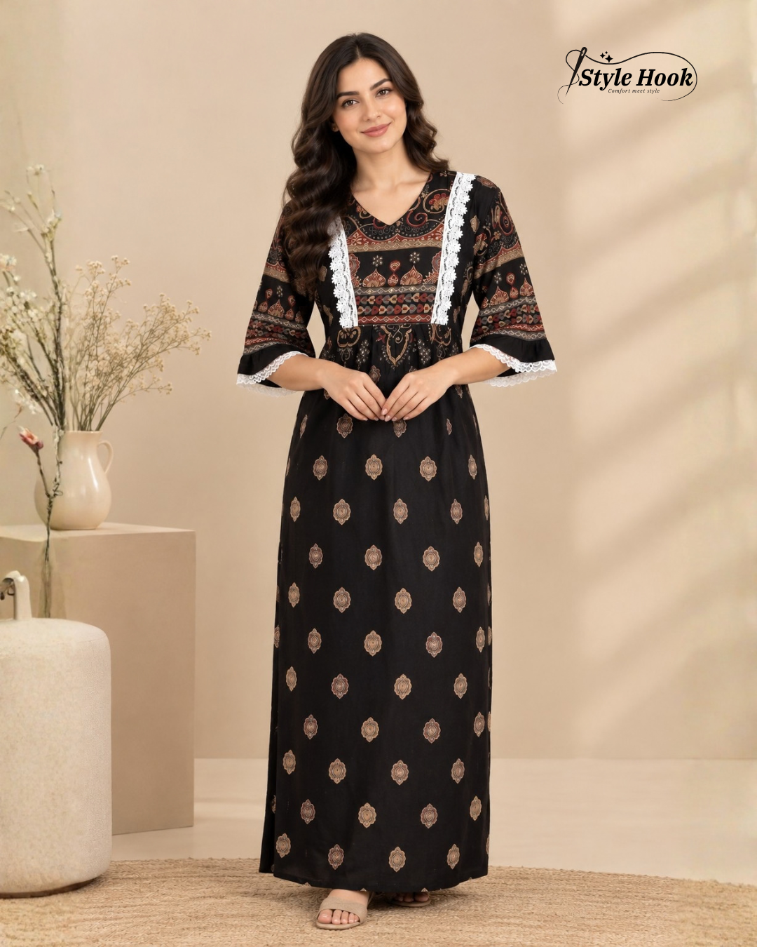 Printed Frock Nighty for Women – Comfortable Everyday Nightwear