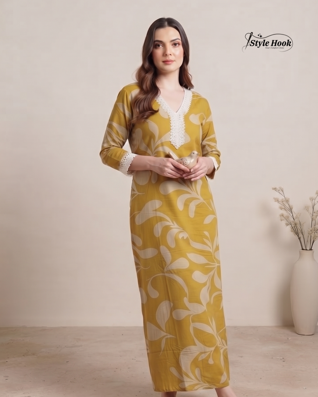 Designer Printed Rayon Maxi Nighty for Ladies