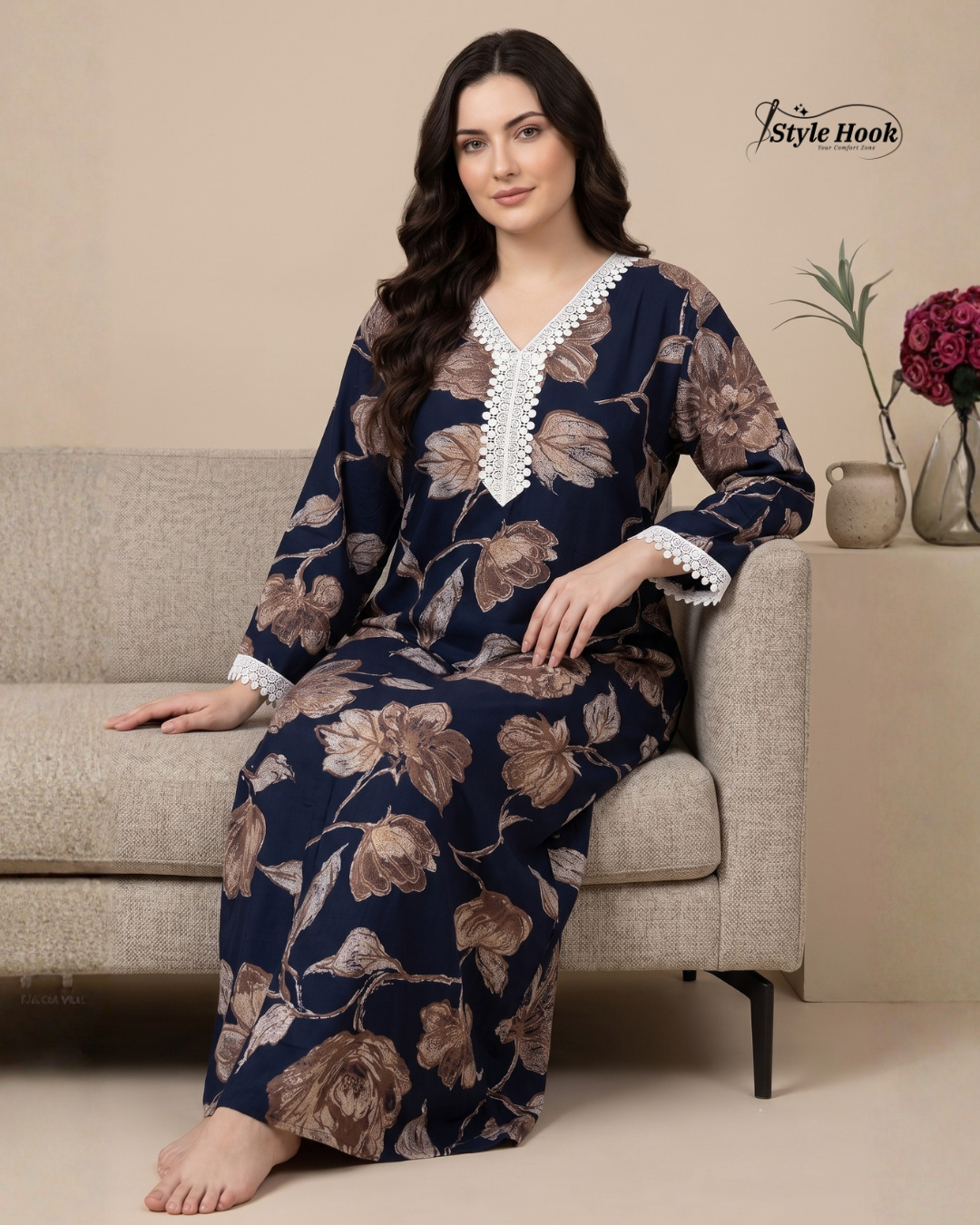 Soft Rayon Night Dress for Ladies