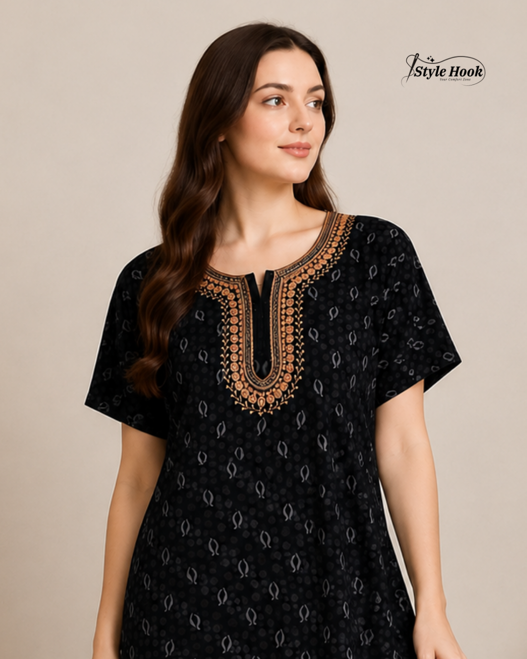 Stylish Cotton Printed Long Nighty