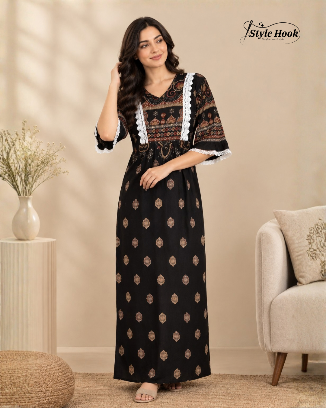 Printed Frock Nighty for Women – Comfortable Everyday Nightwear