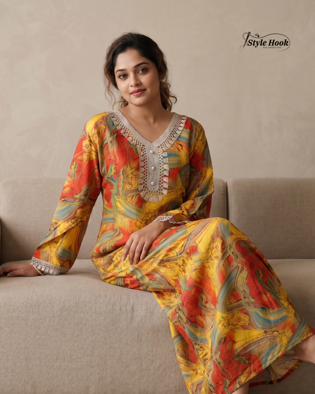Style Hook Premium Dubai Nighty for Women – Luxury Satin Finish