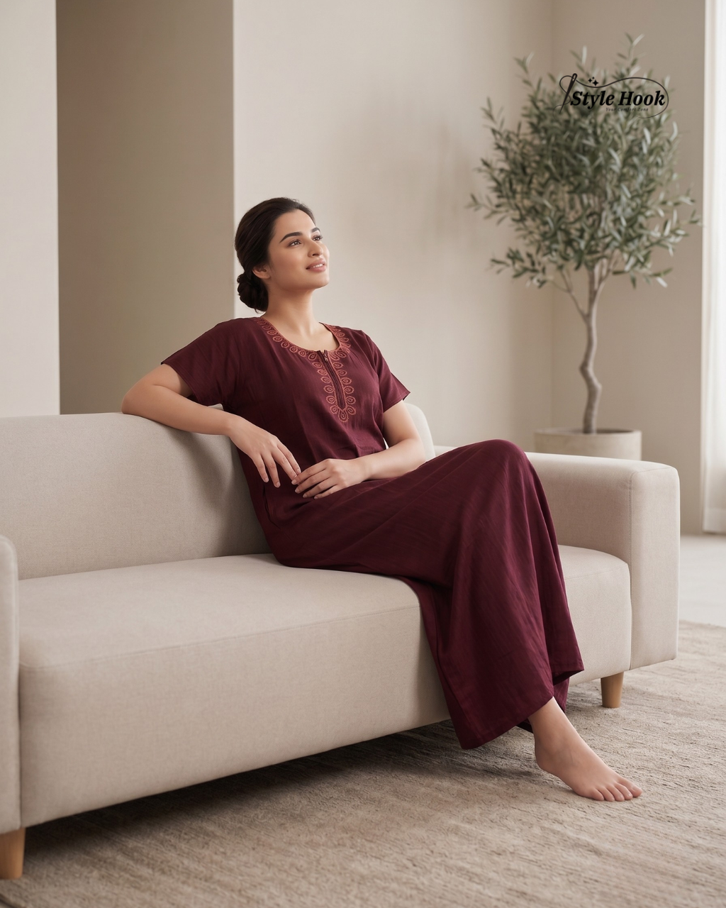 Comfortable Cotton Nighty with Classic Stripe Pattern