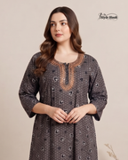 Elegant Printed Cotton Nighty for Ladies
